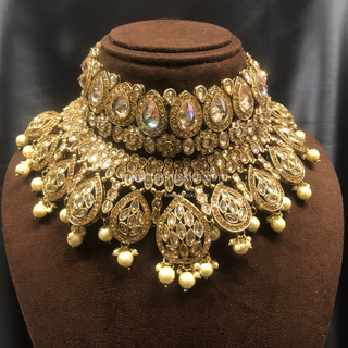 MISHKA Double Choker Necklace Set - Golden