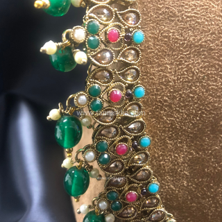 ANAYA Emerald Green (Multi Beads) Long Haar Set