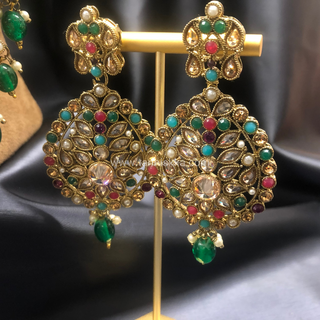 ANAYA Emerald Green (Multi Beads) Long Haar Set