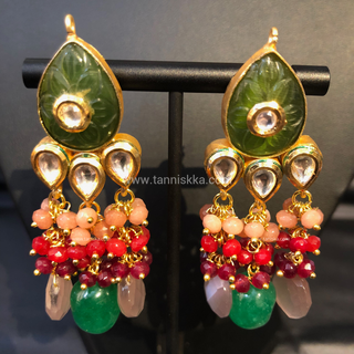 ZOYA Emerald/Red/Peach Combo Kundan Necklace Set