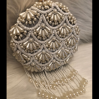 The Silver Pearl Cascade Clutch Bag