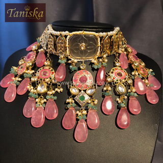 EESHA Pink Kundan Necklace Set