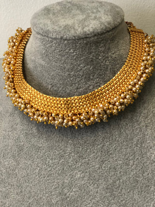 RANG-DE Pearl Necklace Set (Necklace, Earrings) - Golden