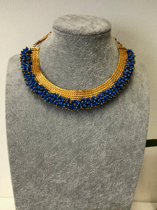 RANG-DE Pearl Necklace Set (Necklace, Earrings) - Blue