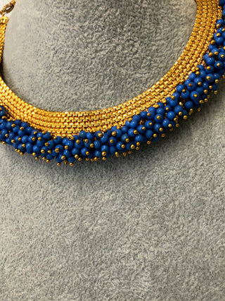 RANG-DE Pearl Necklace Set (Necklace, Earrings) - Blue