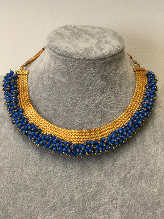 RANG-DE Pearl Necklace Set (Necklace, Earrings) - Blue
