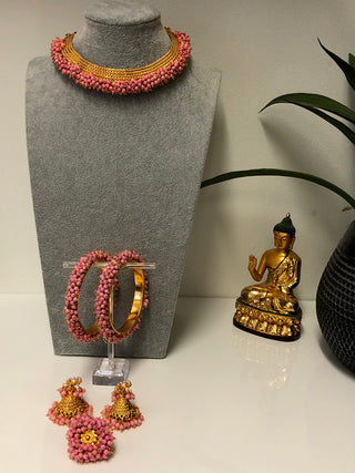 RANG-DE Pearl Necklace Set (Necklace, Earrings) - Baby Pink