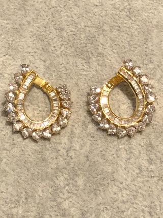 American Diamond Style Studs - Golden