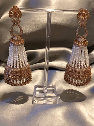American Diamond Style Earrings - Rose Gold