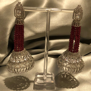 American Diamond Style Statement Earrings - Silver/Rose (Limited Edition)