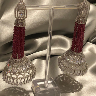 American Diamond Style Statement Earrings - Silver/Rose (Limited Edition)