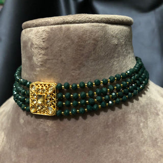 SIMPLE Choker Necklace Set - Emerald Green