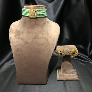 GLASS Choker Necklace Set - Mint