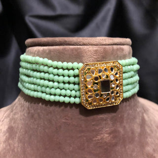 GLASS Choker Necklace Set - Mint