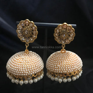 Pearly Gold Earrings (Jhumkis)