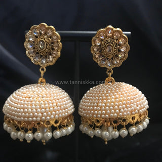 Pearly Gold Earrings (Jhumkis)