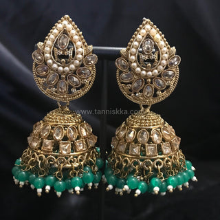 MEHAR Antique Gold Earrings - Sea Green