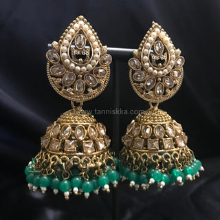 MEHAR Antique Gold Earrings - Sea Green