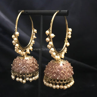 Antique Gold Earrings (Jhumkis) - Brown