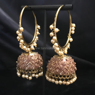 Antique Gold Earrings (Jhumkis) - Brown