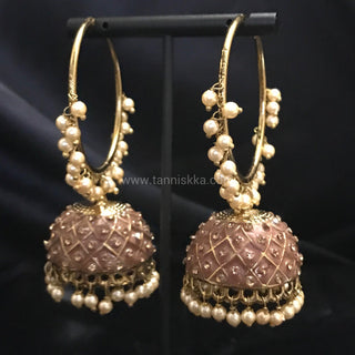 Antique Gold Earrings (Jhumkis) - Brown