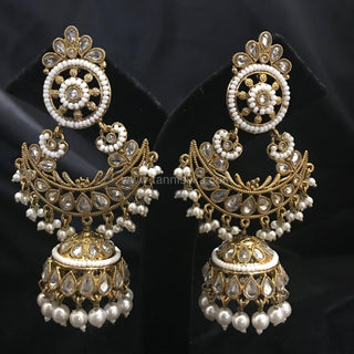 Antique Gold Earrings (Jhumkis) - Golden