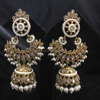 Antique Gold Earrings (Jhumkis) - Golden