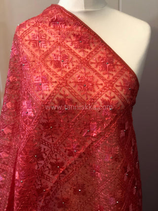 The Coral Ember Phulkari Dupatta
