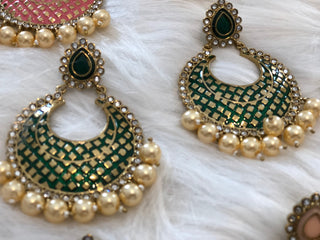 MISHCA Meenakari Earrings - Emerald Green