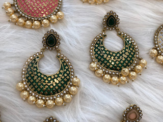 MISHCA Meenakari Earrings - Emerald Green
