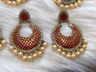 MISHCA Meenakari Earrings - Ruby Red