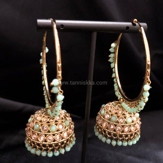 ADITI Antique Gold Jhumki - Mint