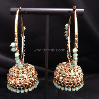 ADITI Antique Gold Jhumki - Mint