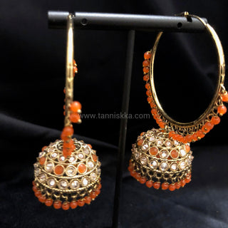 ADITI Antique Gold Jhumki - Orange