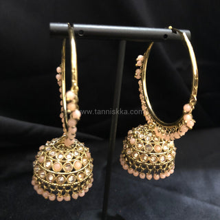 ADITI Antique Gold Jhumki - Light Peach