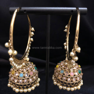 ADITI Antique Gold Jhumki - Multi