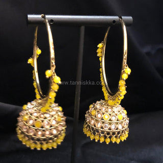 ADITI Antique Gold Jhumki - Yellow