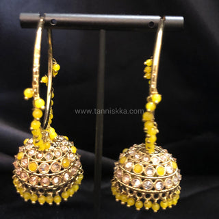 ADITI Antique Gold Jhumki - Yellow