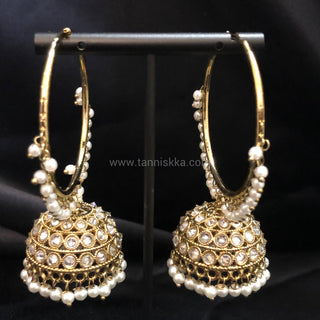 ADITI Antique Gold Jhumki - Golden