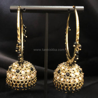 ADITI Antique Gold Jhumki - Black