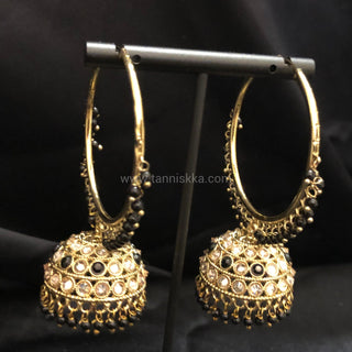 ADITI Antique Gold Jhumki - Black