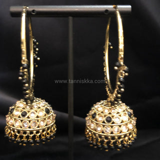 ADITI Antique Gold Jhumki - Black