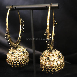ADITI Antique Gold Jhumki - Black