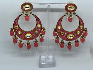 REGAL Meenakari Kundan Earrings - Warm Pink