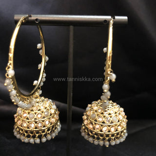 ADITI Antique Gold Jhumki - Grey