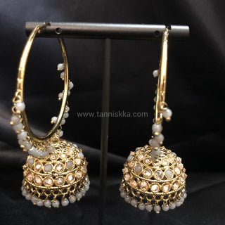 ADITI Antique Gold Jhumki - Grey