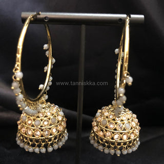 ADITI Antique Gold Jhumki - Grey