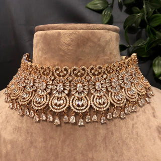 American Diamond Style Necklace Set - Rose Gold