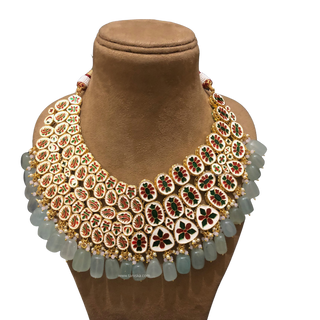 ISHIKA Kundan Necklace Set (Sky Blue)