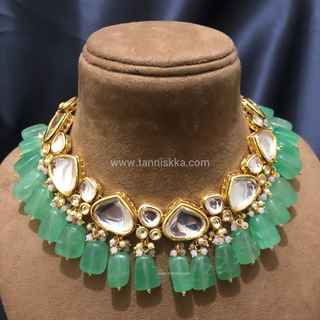 MEEREN Kundan Choker Necklace Set (Mint)